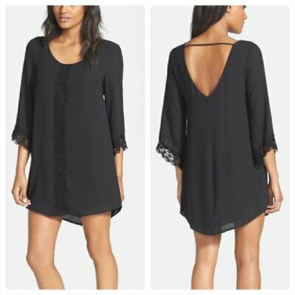 ASTR M Black shift dress with lace detailing